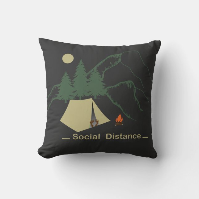 Funny camping throw pillow (Front)