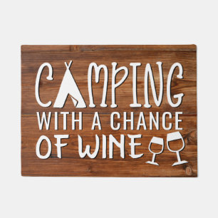 Funny Camping with a Chance of Wine Rustic Doormat