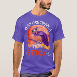 Funny Can Drive A Stick Halloween Flamingo Cute Wi T-Shirt