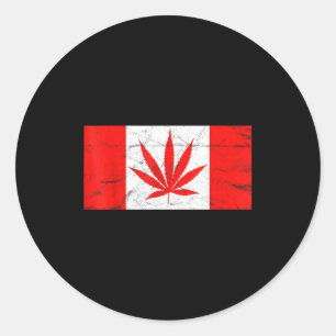 Funny Canada &amp; Weed Leaf! Canadian New Flag Jo Classic Round Sticker