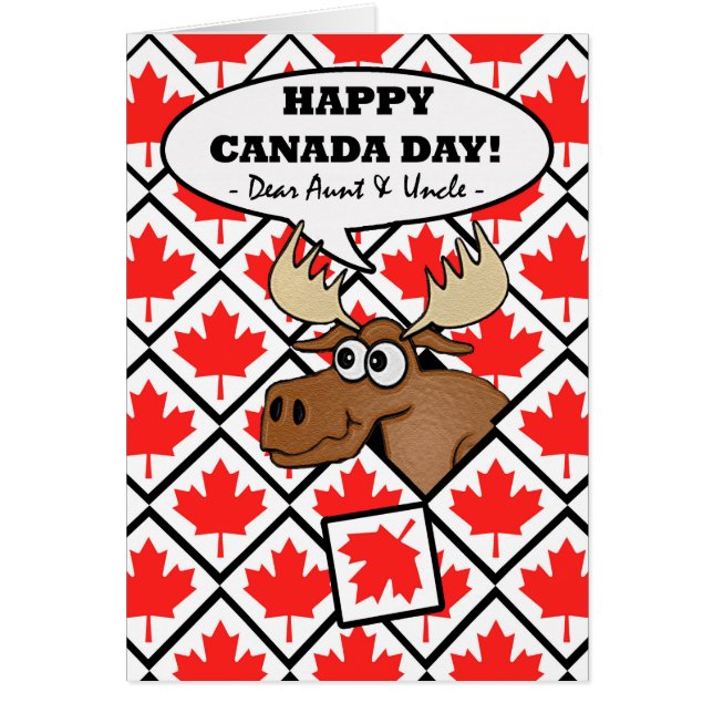Funny Canada Day for Aunt and Uncle, Moose, Maple (Front)