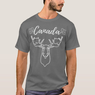 Funny Canada Maple Leaf With Moose Proud Canadian  T-Shirt