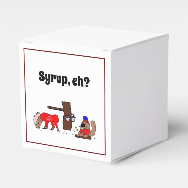 Funny Canada Moose and Beaver with Maple Syrup Favor Box (Front Side)