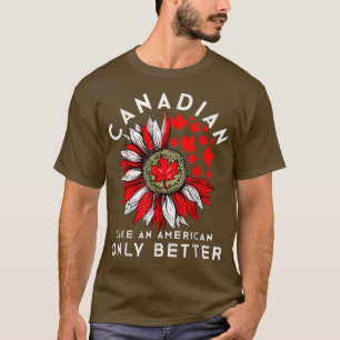 Funny Canadian America Canada Day Sunflower Maple T-Shirt