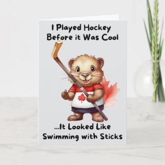 Funny Canadian Hockey Beaver Card