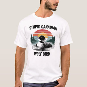 Funny Canadian Loon Art with Vintage Sunset Style T-Shirt