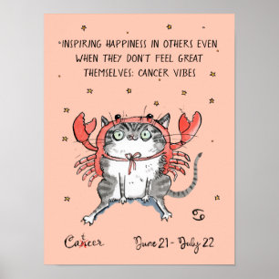 Funny Cancer poster Zodiac Cat Star sign poster