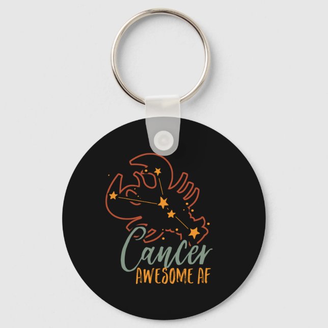 Funny Cancer Zodiac Star Sign Astrology Awesome AF Keychain (Front)