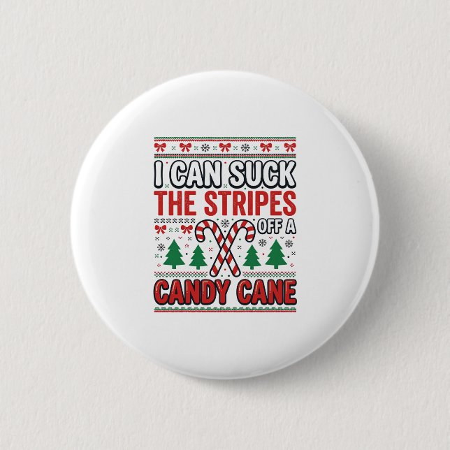 Funny Candy Cane Christmas Sweater 2 Inch Round Button (Front)