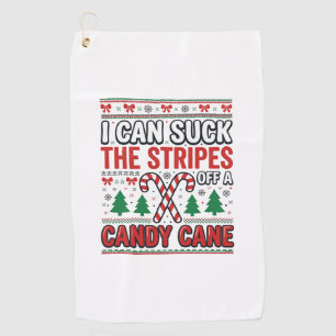 Funny Candy Cane Christmas Sweater Golf Towel