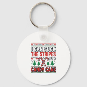 Funny Candy Cane Christmas Sweater Keychain