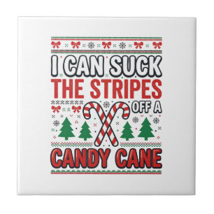 Funny Candy Cane Christmas Sweater Tile
