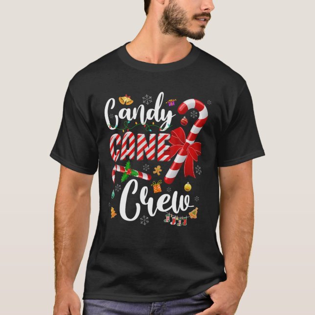 Funny Candy Cane Crew Christmas Sweet Candy Light T-Shirt (Front)