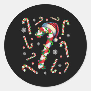 Funny Candy Cane Crew Men Women Kid Christmas Holi Classic Round Sticker