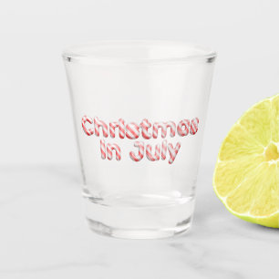 Funny Candy Cane Text Christmas in July Shot Glass