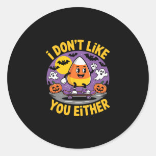 Funny Candy Corn Halloween Skateboarding Gift Classic Round Sticker