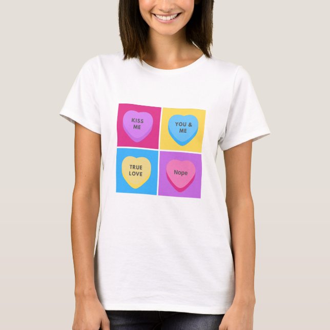 Funny Candy Hearts Anti Valentines Day T-Shirt (Front)