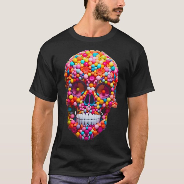 Funny Candy Skull Bubble Gum Skeleton Halloween Ca T-Shirt (Front)