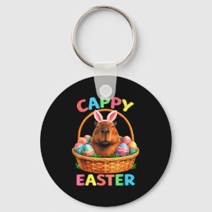 Funny cappy easter capybara bunny with eggs spring keychain