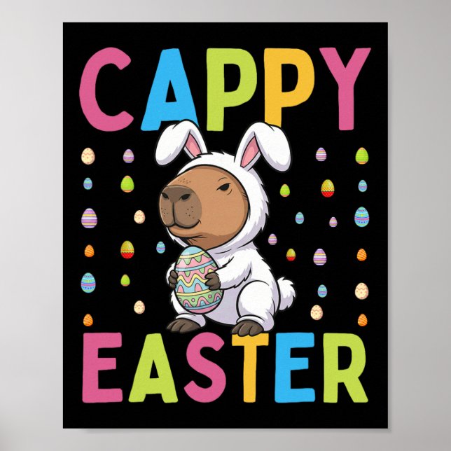 Funny Cappy Easter Capyra Animal Lovers Easter Cel Poster (Front)