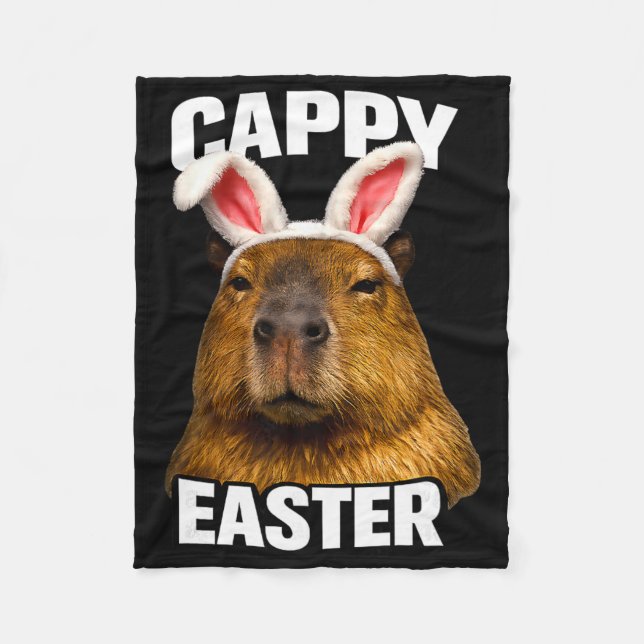 Funny Cappy Easter Capyra Meme  Fleece Blanket (Front)