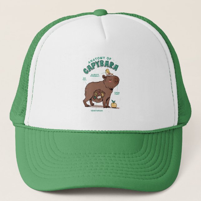 Funny Capybara Anatomy Trucker Hat (Front)