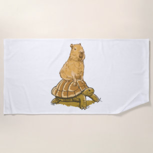 Funny Capybara Animal Turtle Cute Capybara Beach Towel