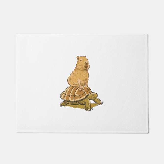 Funny Capybara Animal Turtle Cute Capybara Doormat (Front)