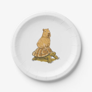 Funny Capybara Animal Turtle Cute Capybara Paper Plate