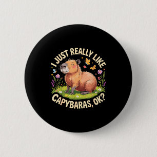 Funny Capybara Art For Men Women Kids Capy Rodent  2 Inch Round Button