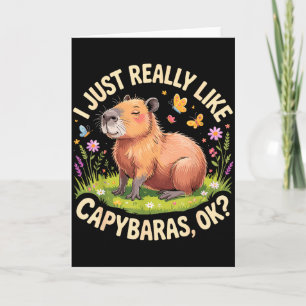 Funny Capybara Art For Men Women Kids Capy Rodent  Card