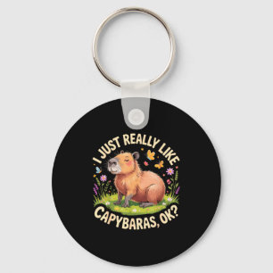 Funny Capybara Art For Men Women Kids Capy Rodent Keychain