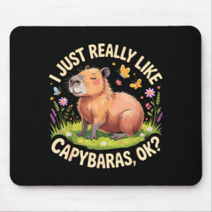 Funny Capybara Art For Men Women Kids Capy Rodent Mouse Pad
