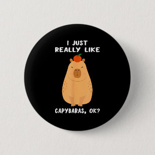 Funny Capybara Art For Men Women Kids Rodent Capyb 2 Inch Round Button