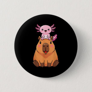Funny Capybara Axolotl Kawaii Kids Boys Girls Anim 2 Inch Round Button