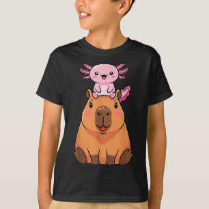 Funny Capybara Axolotl Kawaii Kids Boys Girls Anim T-Shirt