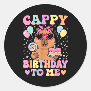 Funny capybara birthday to cute girls birthday classic round sticker