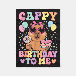 Funny capybara birthday to cute girls birthday fleece blanket