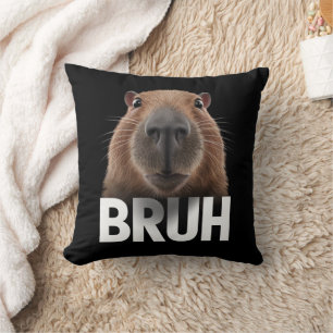 Funny Capybara Bruh  Throw Pillow