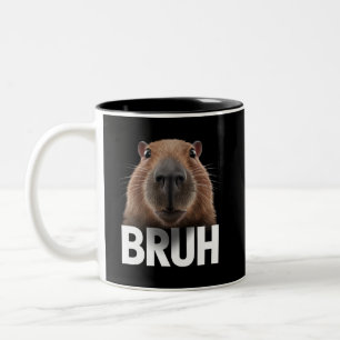 Funny Capybara Bruh  Two-Tone Coffee Mug