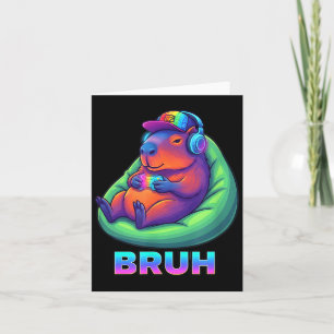 Funny Capybara Bruh Video Games Lovers Card