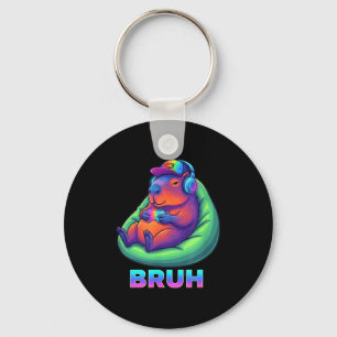 Funny Capybara Bruh Video Games Lovers  Keychain