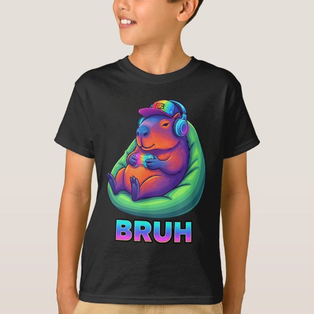 Funny Capybara Bruh Video Games Lovers  T-Shirt (Front)