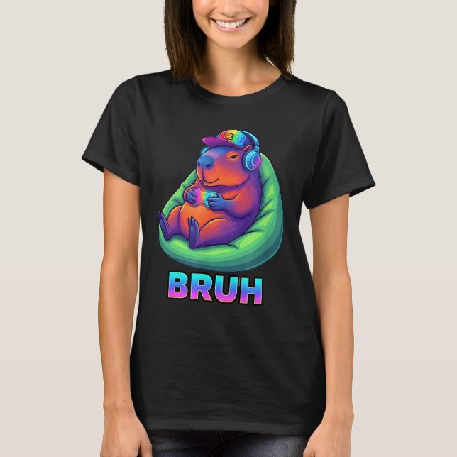Funny Capybara Bruh Video Games Lovers  T-Shirt (Front)