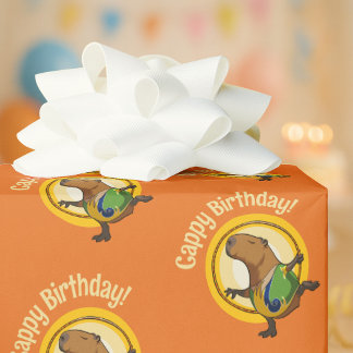 Funny Capybara Cappy Birthday! Cute Sunny Cartoon Wrapping Paper