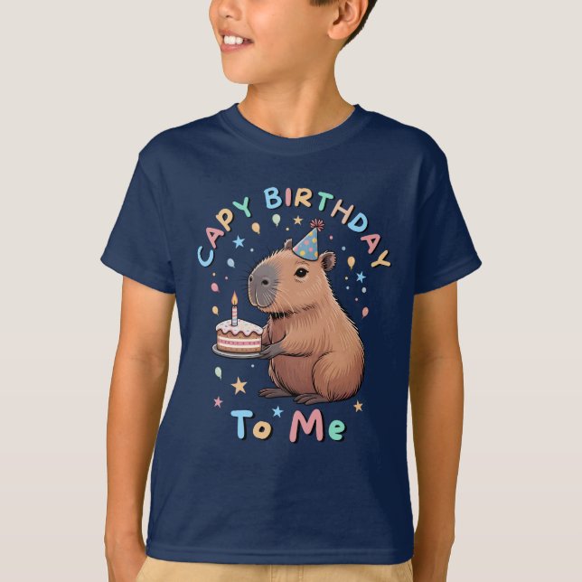 Funny Capybara Capy Birthday To Me Party for Kids T-Shirt (Front)