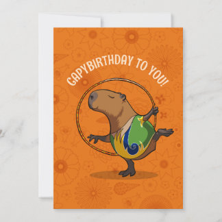 Funny Capybara Capybirthday To You! Dancer Cartoon Card
