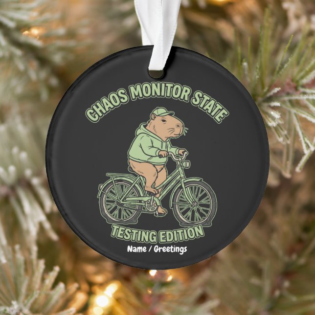 Funny Capybara Chaos Monitor State Testing Edition Ornament (Tree)