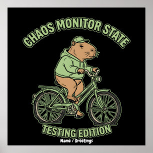 Funny Capybara Chaos Monitor State Testing Edition Poster