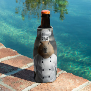 Funny Capybara Chef Bottle Cooler
